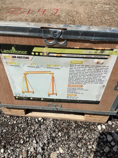 Unused LandHonor Gantry Crane Adjustable 100” To 148” Model LHR-AGC500