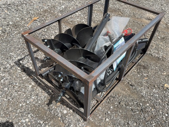 Unused 2026 AGT Mower King SSECAG-Y Skid Loader Post Hole Auger Kit
