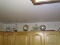 (K) OVER THE CABINETS ON THE RIGHT SIDE, WAX HOT POT, CHOCOLATE HOT POT, BRASS HAND HELD LAMP, TWO