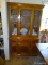 (DR) OAK CHINA CABINET, ONE DRAWER OVER ONE DOOR, LIGHTED, ONE PIECE, IN EXCELLENT CONDITION, 45''L