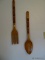 (DR) PAIR OF POLYNESIAN DECORATED FORK AND A SPOON
