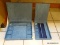 (MBTH) TWO BLUE JEWELRY BOXES W/ COMPARTMENTS, 9 1/2''L 11 1/2''W, 9 1/2''L 6.75''W