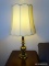 (FR) PAIR OF LARGE BRASS CANDLESTICK LAMPS, HAS LARGE SHADES 20''H, LAMP IS 39 1/2''H