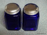 (K) TWO COBALT BLUE SALT AND PEPPER SHAKERS