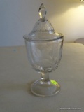 (FR) ETCHED COVERED CANDY DISH, 8.75''H