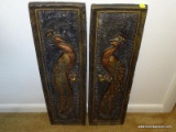 (DR) TWO LARGE PEACOCK WALL PLAQUES, 27''H