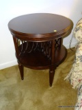 (FR) ROUND MAHOGANY LAMP TABLE, TWO TIERS, 22 1/2''D 25 1/2''H