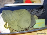 (WRB) LARGE TOTE FILLED WITH MILITARY CLOTHING, ARMY JACKETS, CAMO PANTS, CAMO SHIRTS, UNIFORMS,
