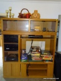 (FR) MODERN OAK ENTERTAINMENT CENTER ,HOLDS UP TO A 42'' TV STORAGE FOR ALL OF YOUR ELECTRONICS, HAS