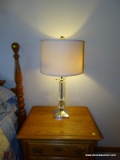 (MBR) PAIR OF MODERN CHROME AND GLASS LAMPS, 29''H IN GOOD CONDITION