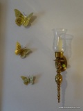 (MBR) BRASS WALL SCONCE 17''L, INCLUDES 3 BRASS BUTTERFLY'S