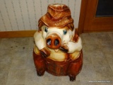 (K) LARGE CHALK-WARE PIGGY BANK, 24''H, IN VERY GOOD CONDITION, VERY HARD TO FIND