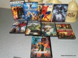 (K) COLLECTION OF 9 DVDS, FEATURING ACTION MOVIES, FANTASTIC 4, FANTASTIC 4 RISE OF THE SILVER