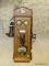 ANTIQUE SUMTER ELECTRIC WALL PHONE WITH EARPIECE AND MOUTHPIECE. HAS ALL ORIGINAL PARTS: 9