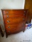 VINTAGE DIXIE MAHOGANY 4 DRAWER BOW FRONT TALL CHEST. IN EXCELLENT CONDITION: 36