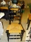 PAINTED AND STENCILED LADDER BACK CHAIR WITH RUSH BOTTOM SEAT: 18