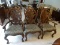 6 QUEEN ANN FLORAL DESIGN DINING CHAIRS WITH ACANTHUS CARVED KNEES. 4 SIDE CHAIRS AND 2 ARM CHAIRS.