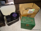 3 CONTAINERS OF 45RPM RECORDS. MOST WITHOUT SLEEVES: PAT BOONE. BEN CROSBY. ROSEMARY CLOONEY. NAT