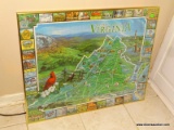 FRAMED PUZZLE OF VIRGINIA. IN BRASS FRAME: 30.25