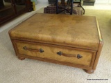 TRUNK STYLE COFFEE TABLE WITH WORLD MAP. HAS PULLOUT DRAWER: 38