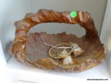 WOOD CARVED BASKET: 13.5