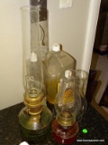 2 OIL LAMPS. OIL LAMP PARTS. OIL: FINGER OIL LAMP: 4