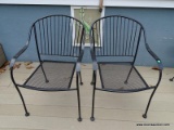 PAIR OF METAL AND MESHED WIRE PATIO CHAIRS: 22.5