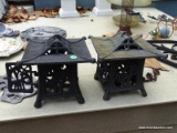 PAIR OF CAST IRON PAGODA LANTERNS: 8