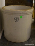 LARGE 5 GAL. GLAZED CROCK. IN VERY GOOD CONDITION WITH NO SIGHTED DAMAGE. 12.5'' DIA 13'' TALL