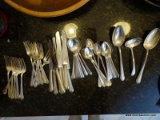 ALVIN STERLING FLATWARE SET. SERVICE FOR 8. INCLUDES 8 DINNER FORKS, 8 SALAD FORKS, 8 SPOONS, 8 SOUP