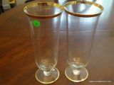 PAIR OF STEMMED VASES WITH GOLDEN RIMS 10'' TALL