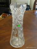 LARGE LEAD CRYSTAL VASE 5'' DIA 16'' TALL IN EXCELLENT CONDITION