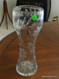 ETCHED LEAD CRYSTAL VASE 12'' TALL.