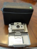 POLAROID LAND CAMERA IN HARD CASE. MODEL NO. 230. INCLUDES FLASH ATTACHMENT, SOME SYLVANIA FLASH