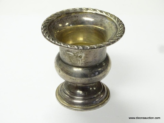 .925 STERLING SILVER TOOTHPICK CUP HOLDER. MEASURES APPROX. 2-1/2" BY 2-1/4" & WEIGHS APPROX. 49.6