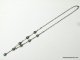 ANTIQUE .925 STERLING SILVER & 4CT OPAL HAND MADE LINK NECKLACE, SIGNED JUNZ ME 5. MEASURES APPROX.