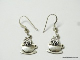 PAIR OF .925 STERLING SILVER COFFEE CUP EARRINGS, MARKED JC. MEASURES APPROX. 1