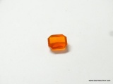 3.06 CT. EMERALD CUT ORANGE RED OPAL. MEASURES APPROX. 10 BY 8 BY 6MM.
