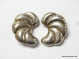 .925 STERLING SILVER LADIES LARGE PUFFED CLIP ON EARRINGS 1.25''