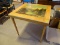 (LR) FOLDING CARD TABLE 29''X29''X26'' DECORATED WITH A MOUNTAIN SCENE