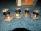 (B1) 2 SET OF STERLING WEIGHTED CANDLE HOLDERS. 1 SET IS 3'' TALL AND THE OTHER IS 2.5'' TALL