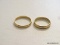(LR) 2 14K YELLOW WEDDING BANDS. (HIS AND HERS). TOTAL WEIGHT IS 3.72 DWT APPROX. SIZES ARE 7.5 FOR