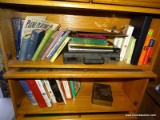 (B2) CONTENTS OF OAK BOOK CASE. INCLUDES A DICTIONARY OF QUOTATIONS, BOOK OF ORDER, BASIC WIRING