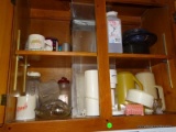 (K) CABINET 6. INCLUDES BLACK & DECKER 1 CUP COFFEE MAKER, SILVER-PLATE, A COUPLE OF WATER PITCHERS,