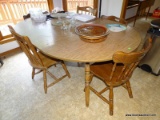 (K) KITCHEN TABLE WITH 2 BOARDS. 72''X47.5''X30'' WITH BOARDS IN. EACH BOARD IS 12'' WIDE. TABLE