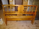 (USR) FULL SIZE MAPLE BED. 56''X39'' . COMES WITH FOOT BOARD, HEAD BOARD, BUNKIE BOARD, AND