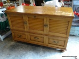 (G) VINTAGE CIRCA 1960'S HOPE CHEST. HAS LOUVER FRONT PANELS. 41''X19''X26'' COULD USE A LIGHT