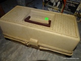 (G) FENWICK TACKLE BOX WITH SOME ASSORTED HARDWARE INSIDE.