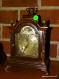 (LR) WUBA CARRIAGE CLOCK MAD IN HOLLAND WITH KEY. 6''X9.5''