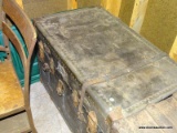 (G) LARGE TRUNK WITH 2 LARGE INTERIOR TRAYS. 34''X21''X22.5''